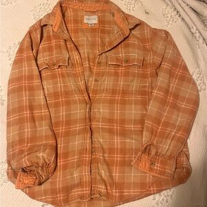 American Eagle Outfitters Orange Plaid Button Down Shirt